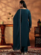 Vegaa Fashion Rama Mustard Vichitra Silk Embroidered Salwar Suit - Distacart