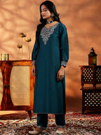 Vegaa Fashion Rama Mustard Vichitra Silk Embroidered Salwar Suit - Distacart