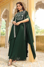 Vegaa Fashion Green Georgette Embroidered Anarkali Suit With Strug - Distacart