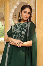 Vegaa Fashion Green Georgette Embroidered Anarkali Suit With Strug - Distacart