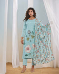 Vegaa Fashion Sky Blue Franch Crab Printed Salwar Suit - Distacart