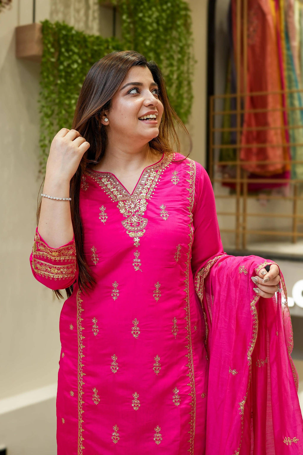 Vegaa Fashion Pink Chanderi Silk Embroidered Salwar Suit - Distacart