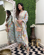 Vegaa Fashion Sky Blue Chanderi Silk Embroidered Salwar Suit - Distacart
