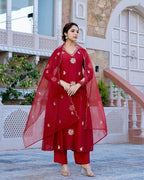 Vegaa Fashion Red Chanderi Silk Embroidered Salwar Suit - Distacart