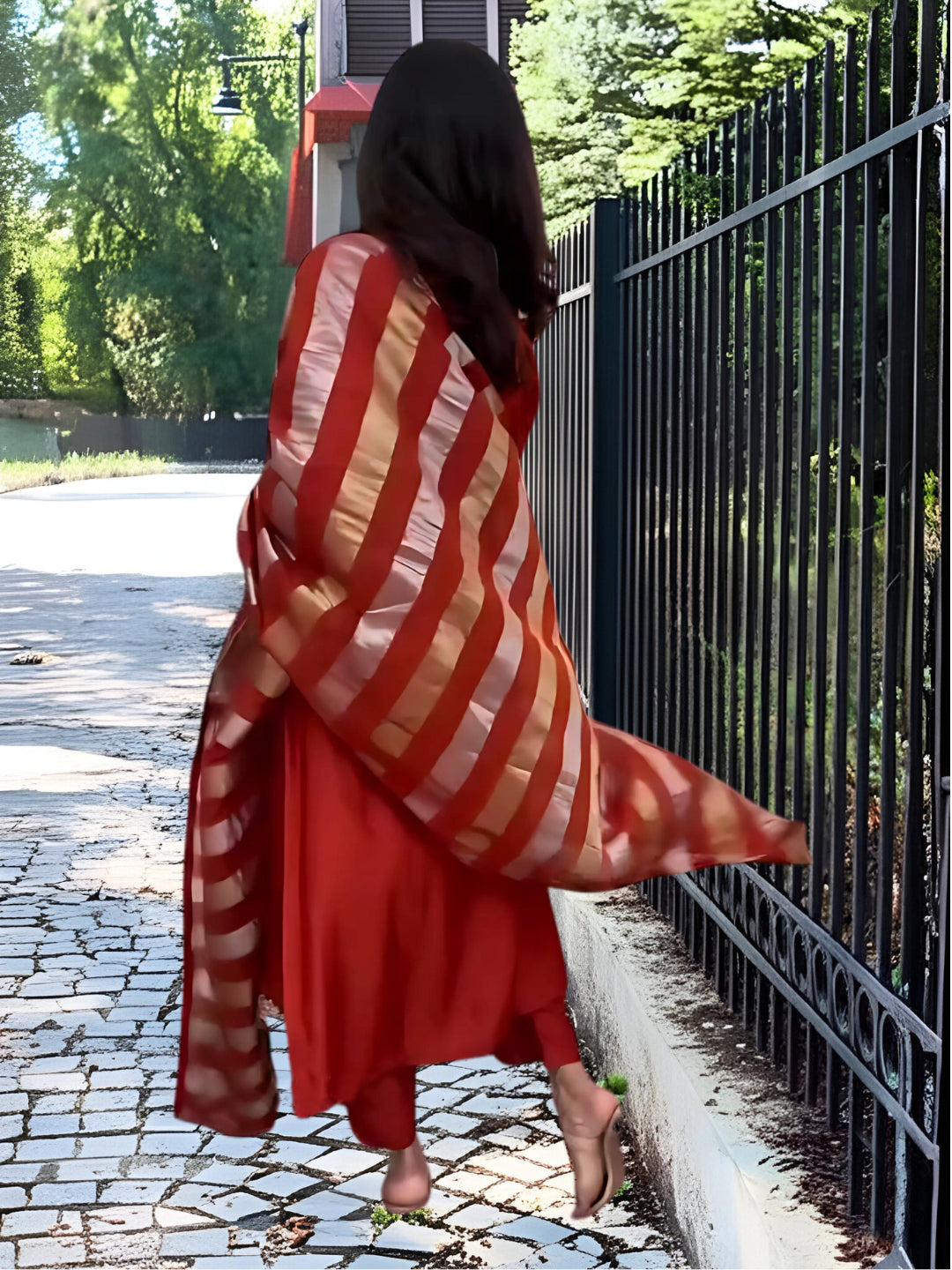 Vegaa Fashion Orange Chanderi Silk Embroidered Salwar Suit - Distacart