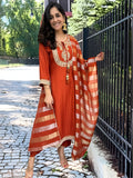 Vegaa Fashion Orange Chanderi Silk Embroidered Salwar Suit - Distacart