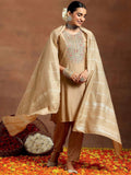 Vegaa Fashion Cream Chanderi Silk Embroidered Salwar Suit - Distacart
