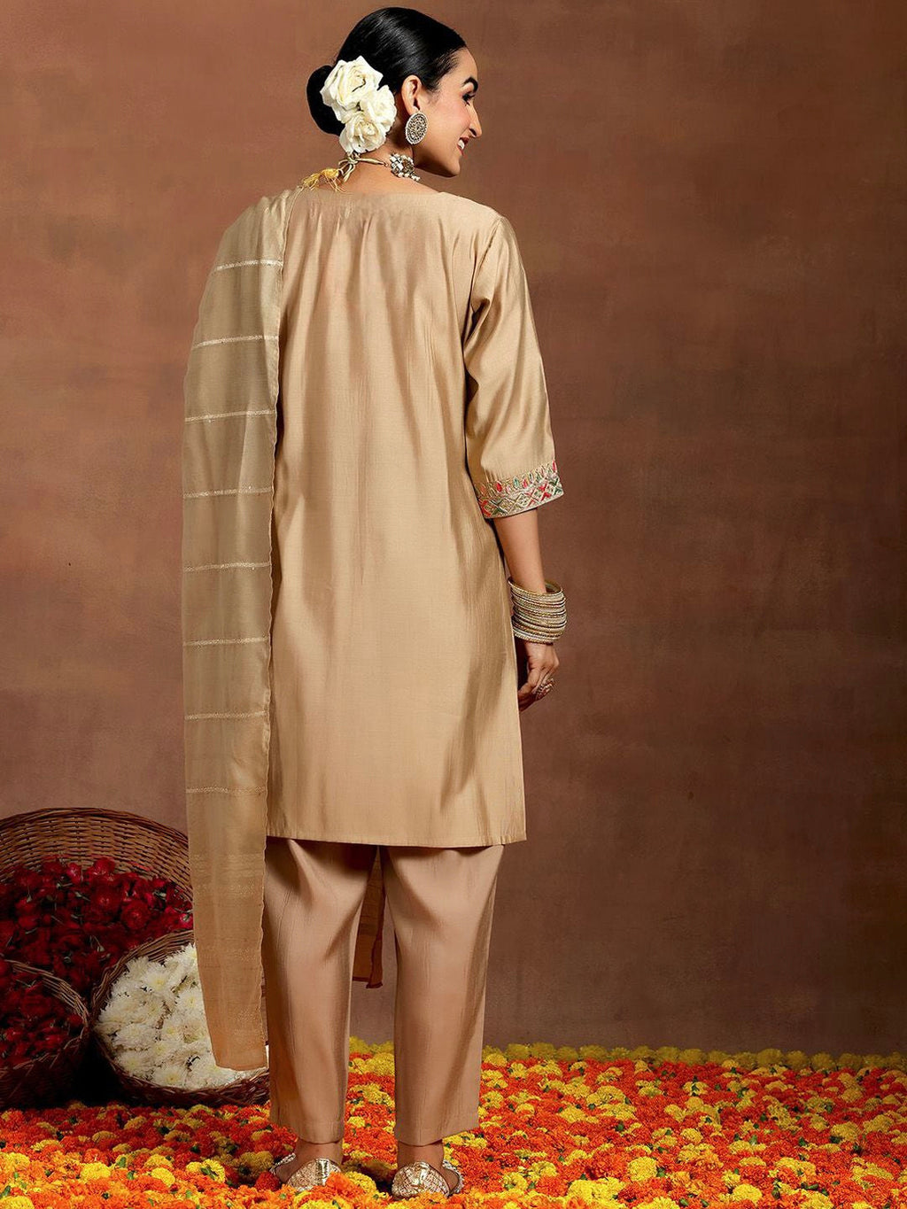 Vegaa Fashion Cream Chanderi Silk Embroidered Salwar Suit - Distacart