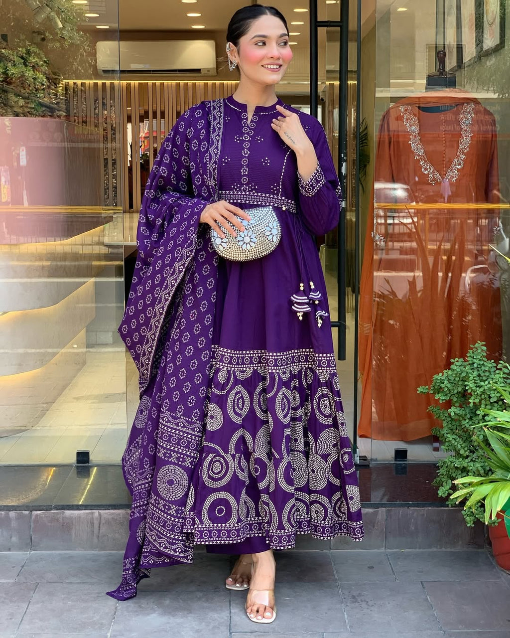 Vegaa Fashion Violet Muslin Cotton Embroidered Salwar Suit - Distacart