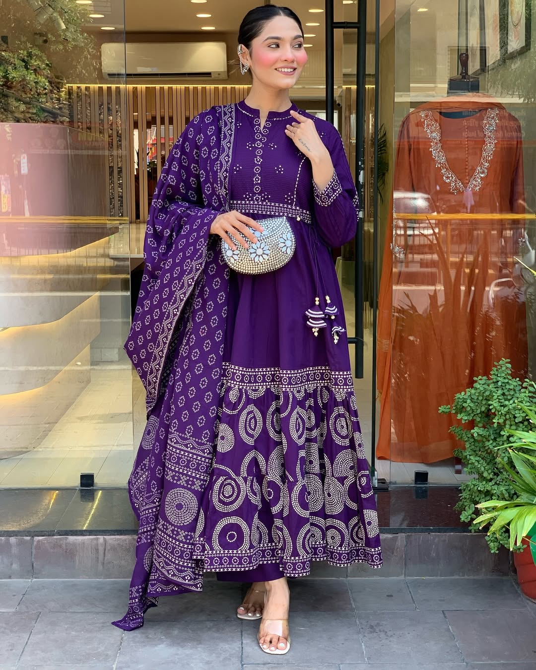 Vegaa Fashion Violet Muslin Cotton Embroidered Salwar Suit - Distacart