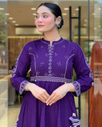 Vegaa Fashion Violet Muslin Cotton Embroidered Salwar Suit - Distacart