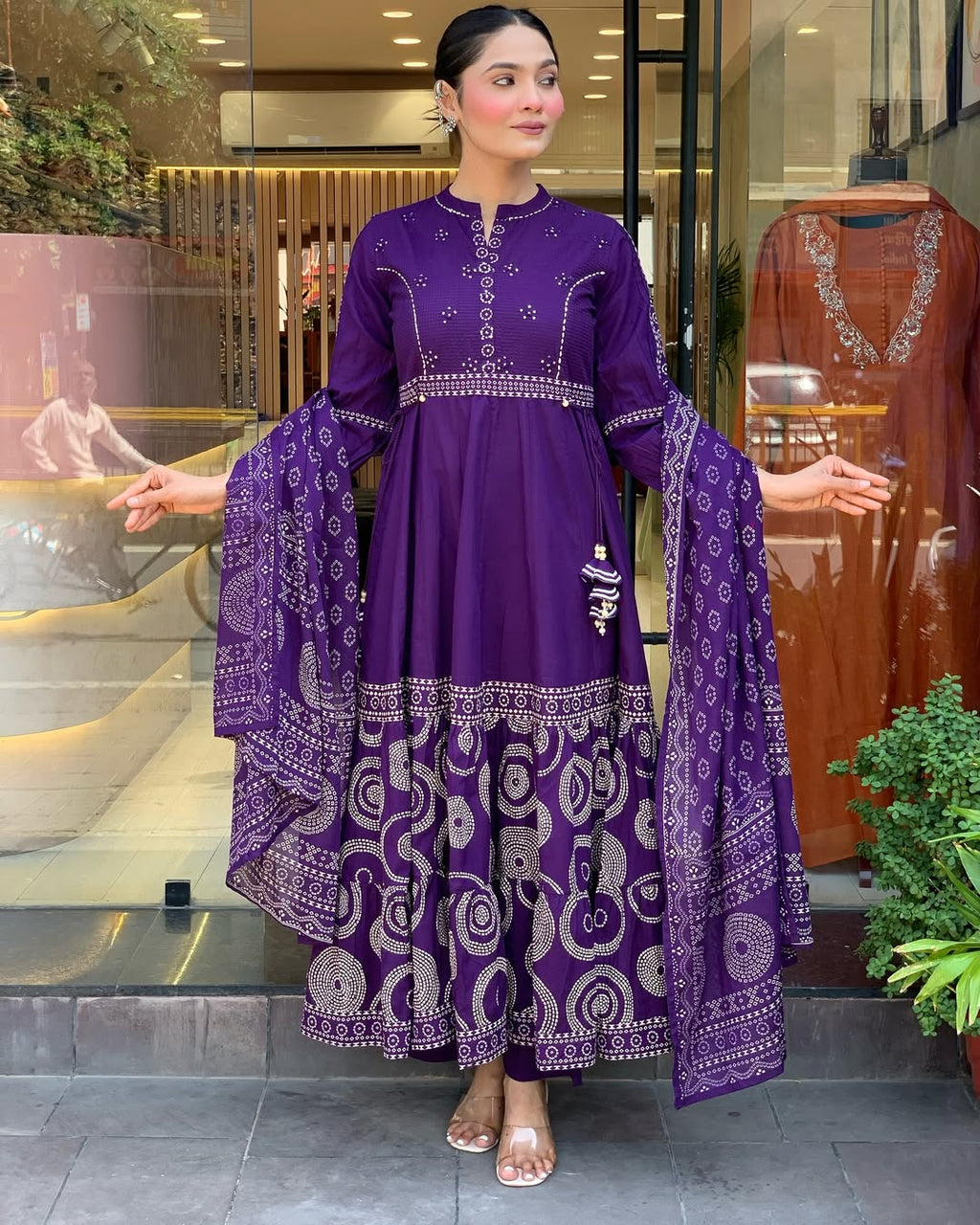 Vegaa Fashion Violet Muslin Cotton Embroidered Salwar Suit - Distacart