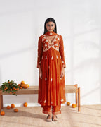 Vegaa Fashion Orange Vichitra Silk Embroidered Salwar Suit - Distacart