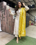 Vegaa Fashion Off White Chanderi Silk Embroidered Salwar Suit - Distacart
