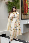 Vegaa Fashion Off White Viscose Chanderi Embroidered Salwar Suit - Distacart