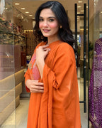 Vegaa Fashion Orange Reyon Embroidered Salwar Suit - Distacart