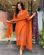 Vegaa Fashion Orange Reyon Embroidered Salwar Suit - Distacart