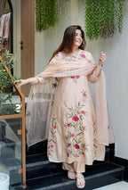 Vegaa Fashion Light Peach Chanderi Silk Embroidered Salwar Suit - Distacart