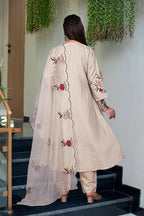 Vegaa Fashion Light Peach Chanderi Silk Embroidered Salwar Suit - Distacart
