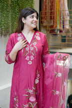 Vegaa Fashion Pink Chanderi Silk Embroidered Salwar Suit - Distacart