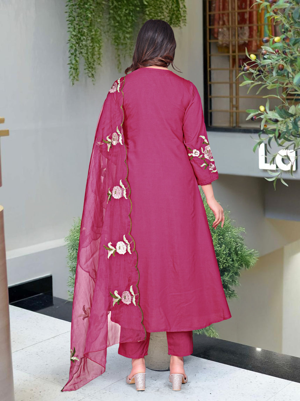 Vegaa Fashion Pink Chanderi Silk Embroidered Salwar Suit - Distacart