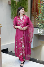 Vegaa Fashion Pink Chanderi Silk Embroidered Salwar Suit - Distacart