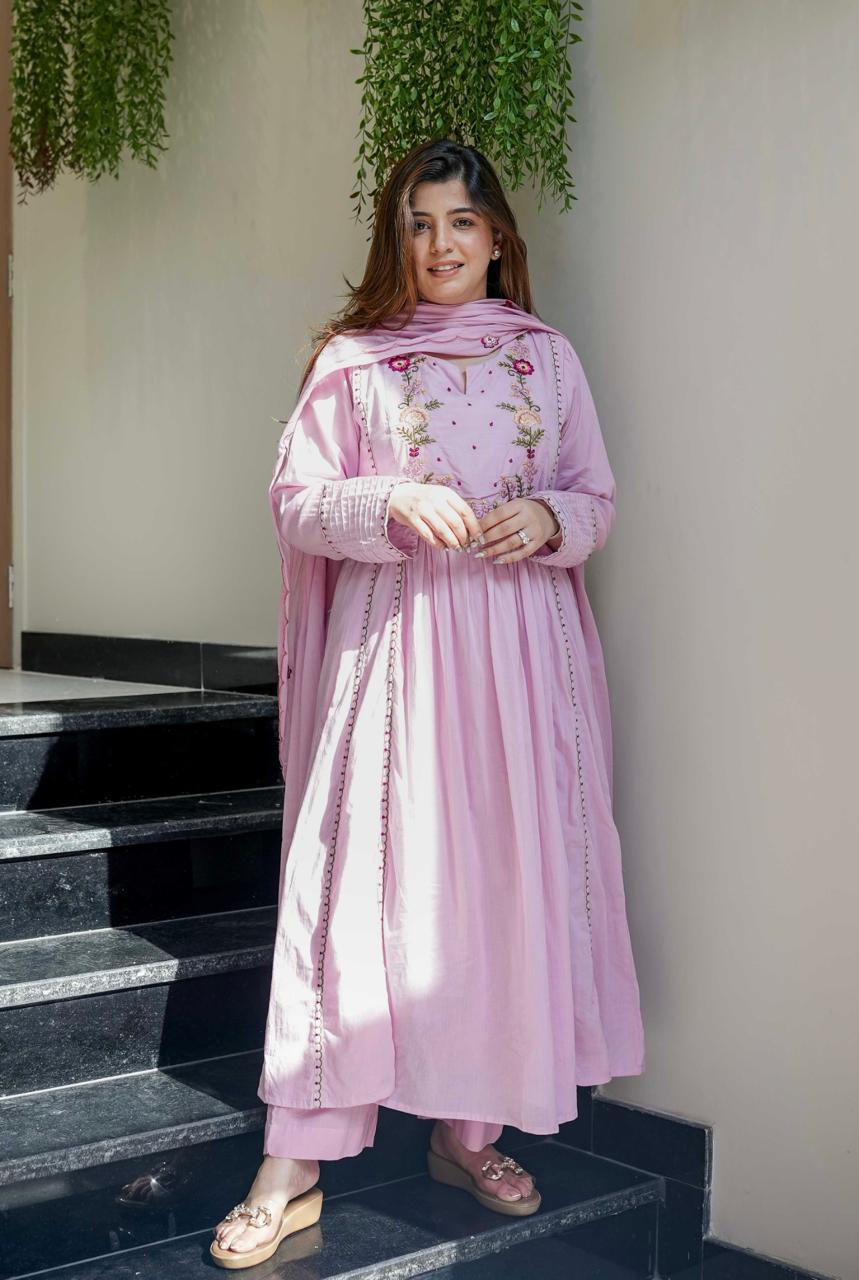 Vegaa Fashion Light Pink Chanderi Silk Embroidered Salwar Suit - Distacart