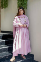 Vegaa Fashion Light Pink Chanderi Silk Embroidered Salwar Suit - Distacart