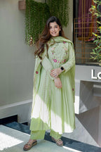 Vegaa Fashion Light Green Chanderi Silk Embroidered Salwar Suit - Distacart