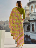 Vegaa Fashion Mahendi Muslin Cotton Embroidered Salwar Suit - Distacart