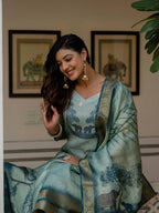 Vegaa Fashion Pista Green Jacquard Silk Printed Salwar Suit - Distacart