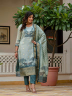 Vegaa Fashion Pista Green Jacquard Silk Printed Salwar Suit - Distacart