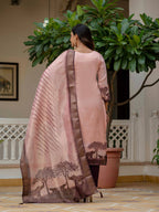 Vegaa Fashion Light Peach Jacquard Silk Printed Salwar Suit - Distacart