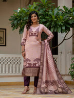 Vegaa Fashion Light Peach Jacquard Silk Printed Salwar Suit - Distacart