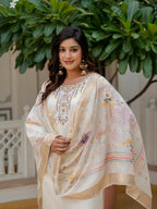 Vegaa Fashion Off White Roman Silk Embroidered Salwar Suit - Distacart