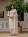 Vegaa Fashion Off White Roman Silk Embroidered Salwar Suit - Distacart