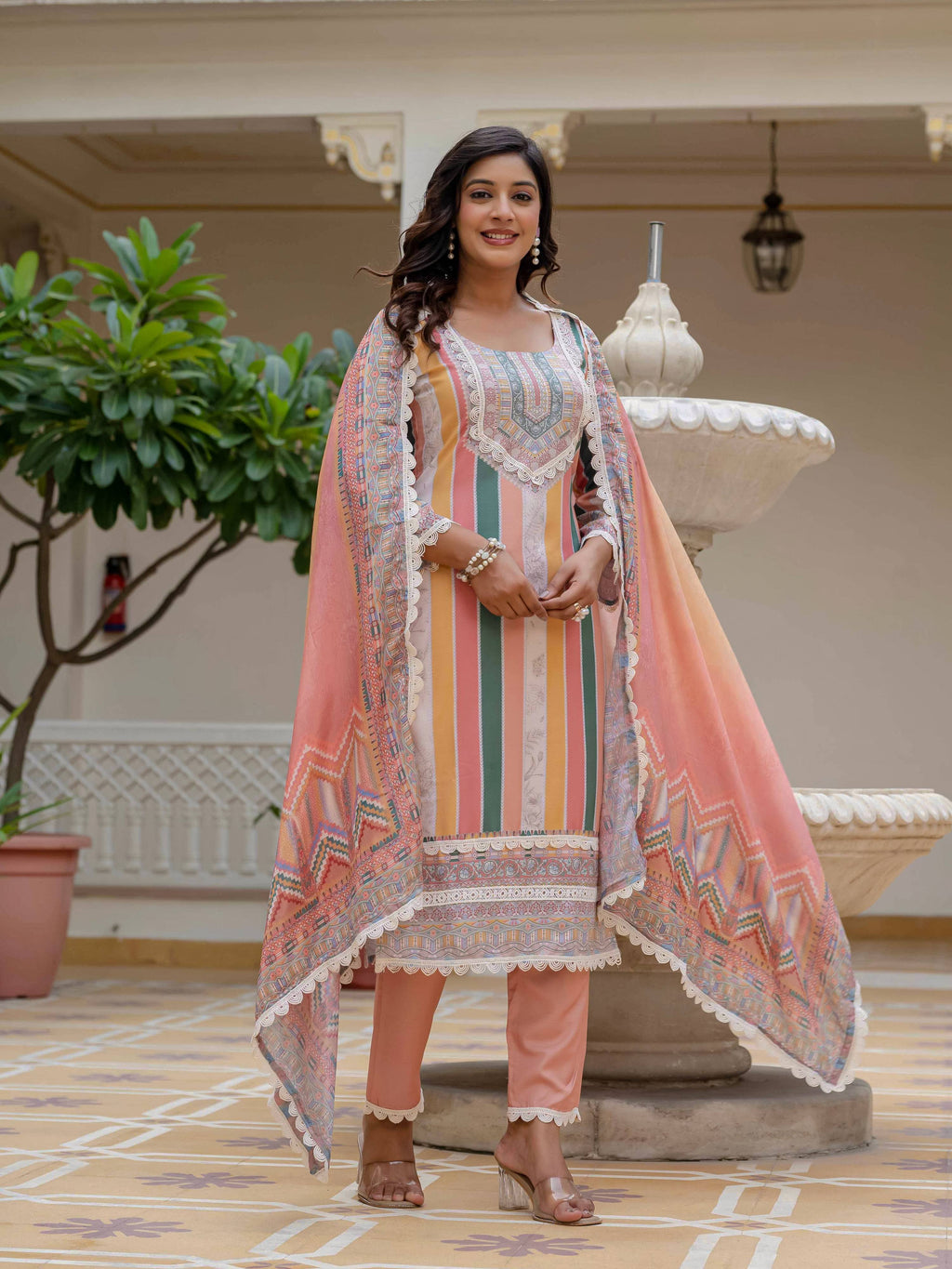 Vegaa Fashion Orange Rayon Embroidered Salwar Suit - Distacart