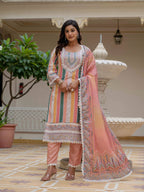 Vegaa Fashion Orange Rayon Embroidered Salwar Suit - Distacart