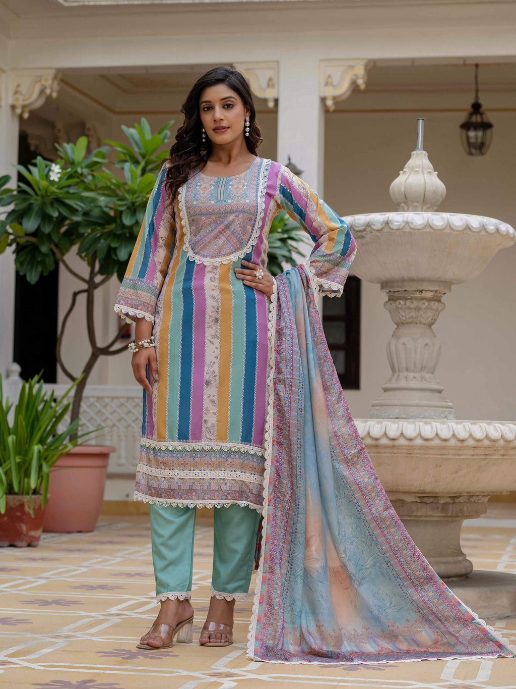 Vegaa Fashion Sky Blue Rayon Embroidered Salwar Suit - Distacart
