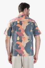 Xkind Dark Grey Abstract Printed Relaxed Fit Shirt
