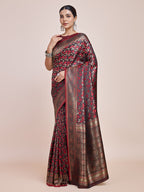 Monjolika Fashion Banarasi Satin Silk Maroon Weaving Designer Saree