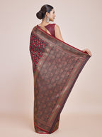 Monjolika Fashion Banarasi Satin Silk Maroon Weaving Designer Saree
