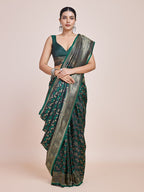 Monjolika Fashion Banarasi Satin Silk Dark Green Weaving Designer Saree - Distacart