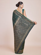 Monjolika Fashion Banarasi Satin Silk Dark Green Weaving Designer Saree - Distacart