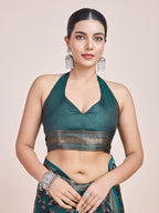 Monjolika Fashion Banarasi Satin Silk Dark Teal Weaving Designer Saree