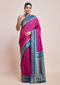 Monjolika Fashion Magenta Banarasi Silk In Satin Is Classy Embellished With Golden Zari Work Saree - Distacart