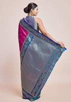 Monjolika Fashion Magenta Banarasi Silk In Satin Is Classy Embellished With Golden Zari Work Saree - Distacart