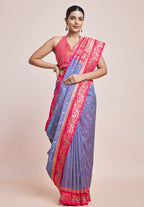 Monjolika Fashion Violet Banarasi Silk In Satin Is Classy Embellished With Golden Zari Work Saree