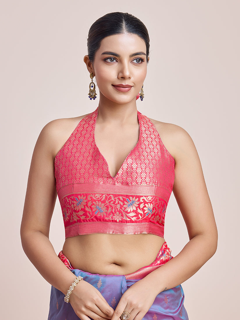 Monjolika Fashion Violet Banarasi Silk In Satin Is Classy Embellished With Golden Zari Work Saree