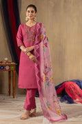 Vedant Vastram Roman Silk Embroidery & Sequence Work Stitched Kurta Pant Dupatta Set-Pink - Distacart